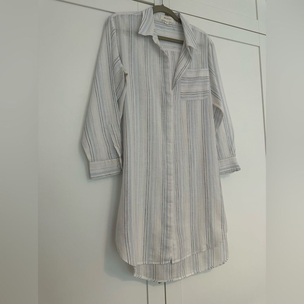 Vince Camuto Striped Button-Up Shirt Dress size M
